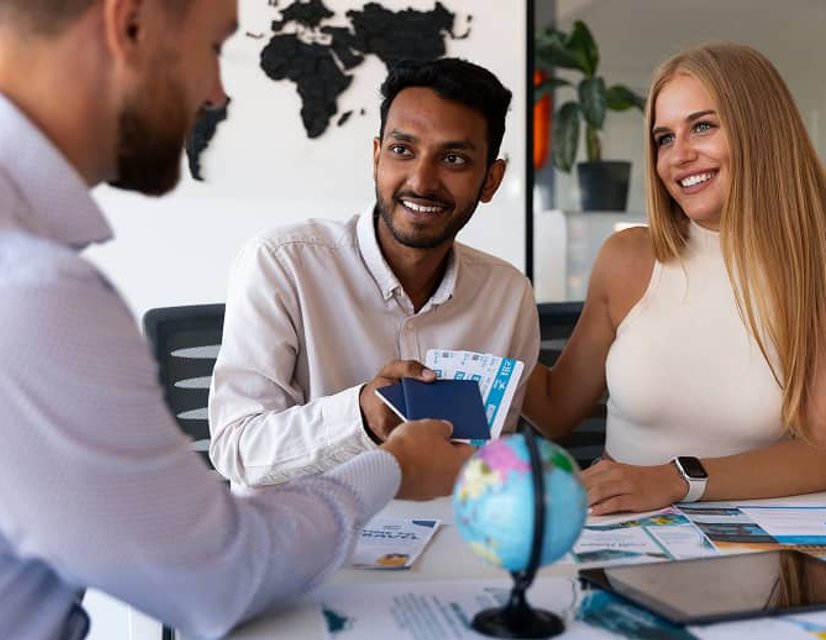 International migration meeting with group